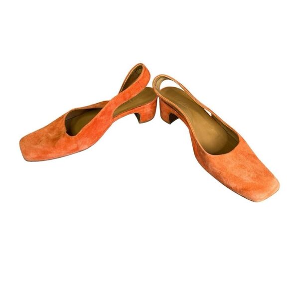 By Far Danielle Orange Suede Slingback Pumps Size 36 (US 6) Made in Italy - Picture 8 of 11